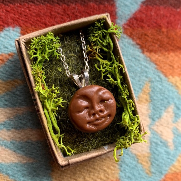 Other - Sweet moon face necklace sterling silver chain. New in box.